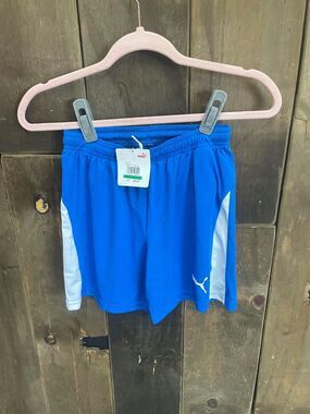Kids Puma Liga Shorts Electric Blue Lemonade-White Size L